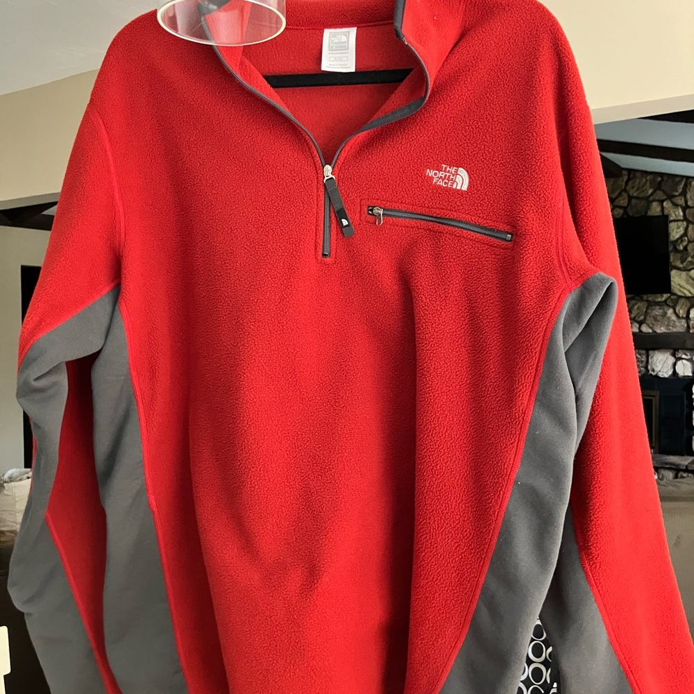 The North Face Red and Gray Zip Up Sweater